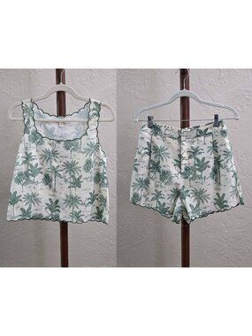 ST47. Tropical‎ Palm Scalloped Tank & Shorts Set